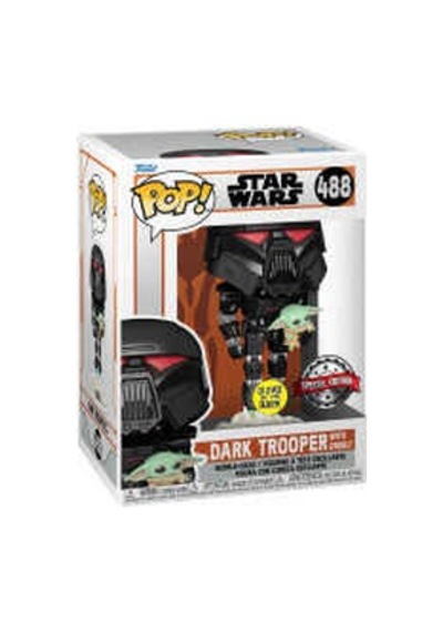 Funko Pop Figür Star Wars Mandalorian Dark Trooper With Child Glow Special Edition 58286