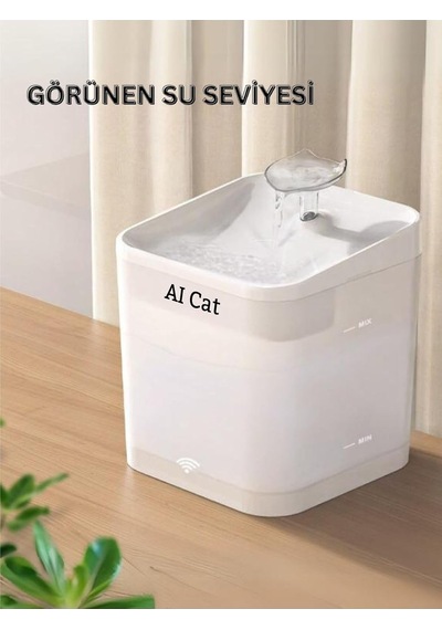 Akıllı Kedi Köpek Su Şelalesi Su Pınarı Su Sebili - Wifi Destekli - Uv - 2.2 Lt Otomatik Su Kabı Beyaz