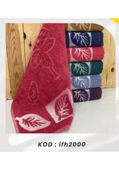 Bilmar Bukle Jakarlı Yaprak Desenli El Ve Yüz Havlusu 50 X 90 Cm X 6 Adet Çok Renkli