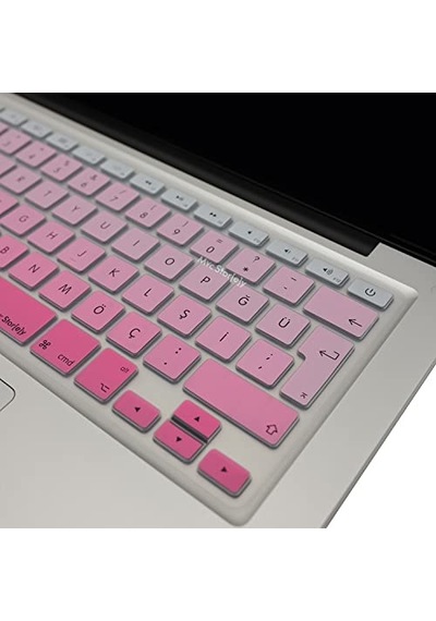 Macbook Silikon Klavye Kaplama Koruyucu Kılıf Macbook Air Pro Eski Usb Li Model 2008/2017 Uyumlu Türkçe Q Renkli Bas