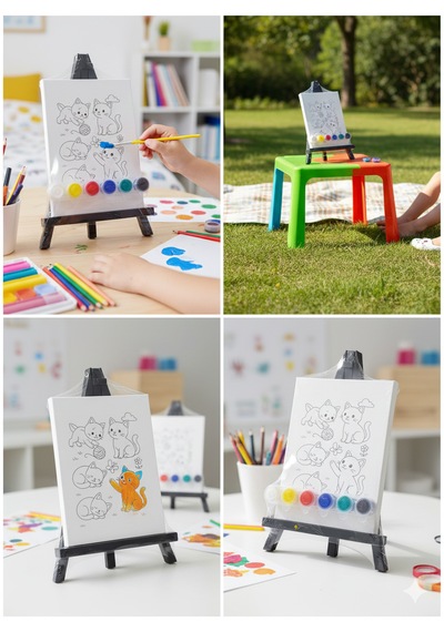 Ark Çizimli Pres Tuval Seti 18 X 24 Cm Akrilik Boya + Fırça
