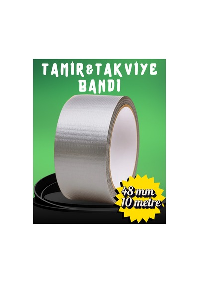 Gri Tamir Ve İzolasyon Bandı 48mm X 10 Metre - Su Geçirmez Güçlü Duct Tape Sızdırmazlık Bandı Tamir Takviye Bandı