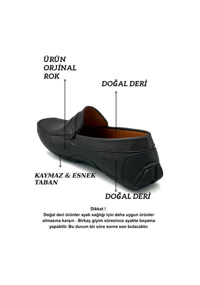 Sermoda Erkek Loafer - Hakiki Deri Rok Loafer Erkek Ayakkabı Siyah