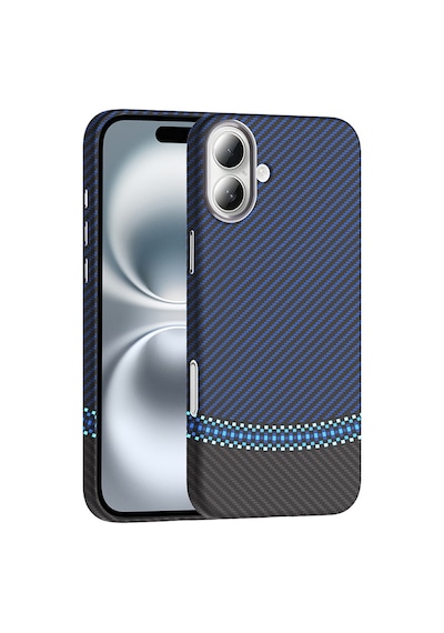 Kilifone - İphone 16 Uyumlu Kılıf Magsafe Özellikli Karbon Fiber Görünümlü Gros Kapak - Siyah-lacivert - T36932