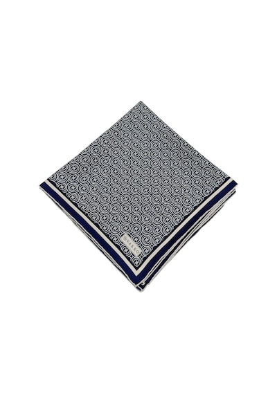 Vakko Twill İpek Eşarp - Helezon Monogram - Lacivert Krem Krem- Lacivert