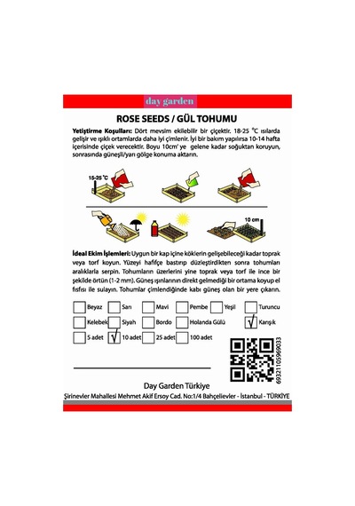 10 Adet Mor Renk Çilek Tohumu 5 Adet Gül Tohumu