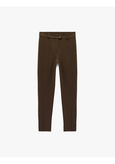 Koton Slim Fit Pamuklu Kahverengi Kadın Tayt 6wal40137ık Kahverengi