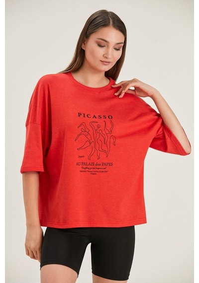 Alexandergardı Oversize Baskılı Kadın T-Shirt (B22-32000)