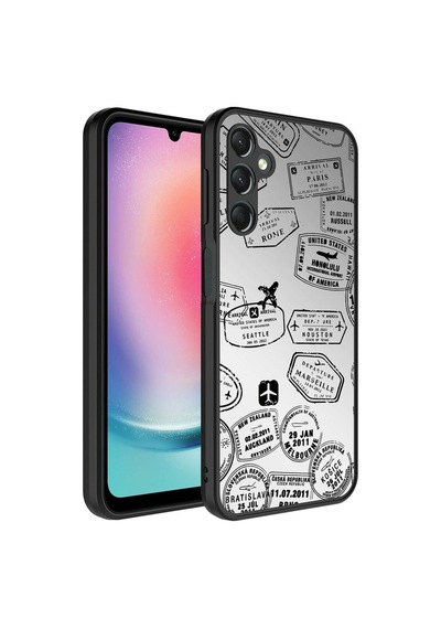 Samsung Uyumlu Galaxy A14 Kılıf Aynalı Desenli Kamera Korumalı Parlak Zore Mirror Kapak Seyahat