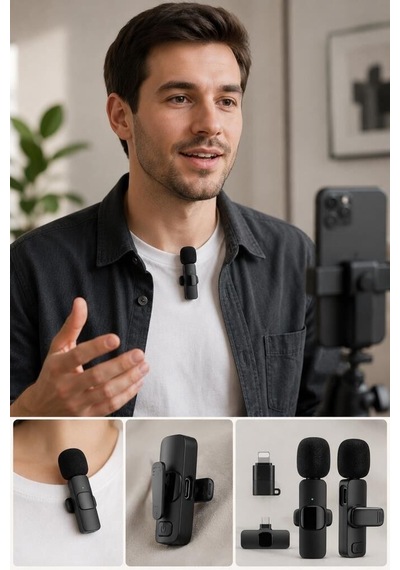 Özel Üretim Vlog Ekipmanı Ses Cihazı Stüdyo Aracı Yaka Mikrofonu K9