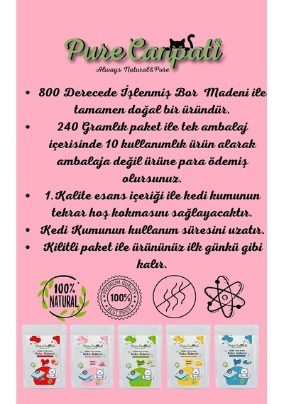 Kedi Kumu Koku Giderici- Kötü Kokuları Giderir - Doğal Koku Giderici -pudra Kokulu 240 Gr