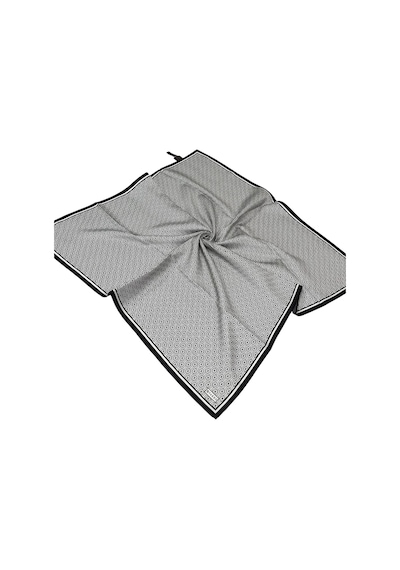 Vakko Twill İpek Eşarp - Helezon Monogram - Beyaz Siyah
