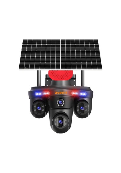Avenir Solar Güvenlik Kamerası Tek Panel, 3 Lensli