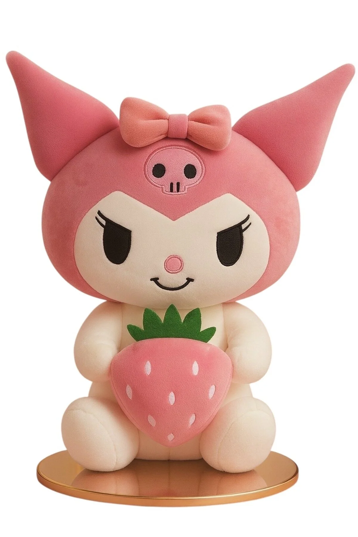 Kuromi Pembe Çilekli 40 Cm Tatlı & Hediye Edilebilir Oyuncak Açık Pembe
