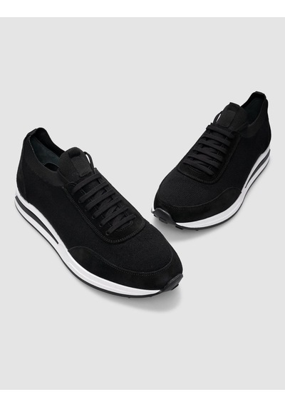 Triko Siyah Bağcıklı Erkek Sneaker Siyah