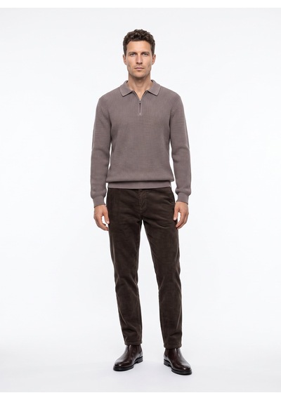 Fabrika F6wm-kzk 2035 Vizon Erkek Slim Fit Polo Yaka Triko Kazak