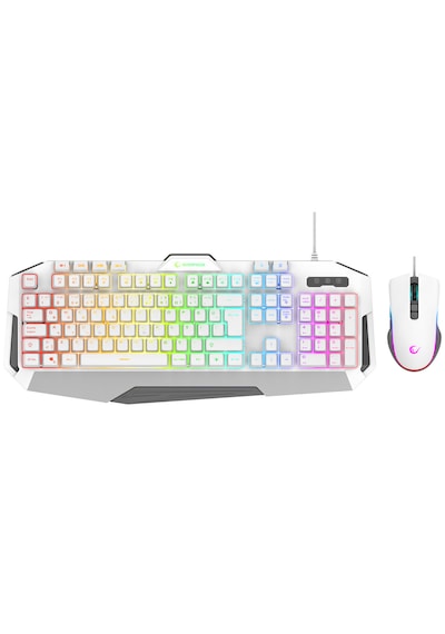 Rampage Km-34 Glare Beyaz Usb Rgb Aydınlatmalı Q 12800 Dpı Mouse Gaming Oyuncu Klavye Set