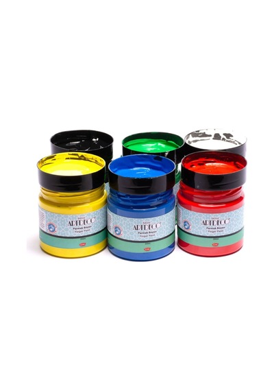 Yıkanabilir Parmak Boyası 6 Renk X 250 Ml Kavanoz Pratik Kullanım Karışık