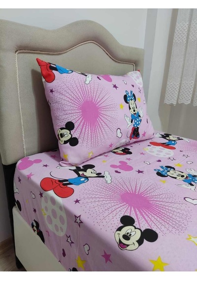 Lionas Tek Kişilik Ranforce Kumaş Lastikli Çarşaf Takımı Pembe