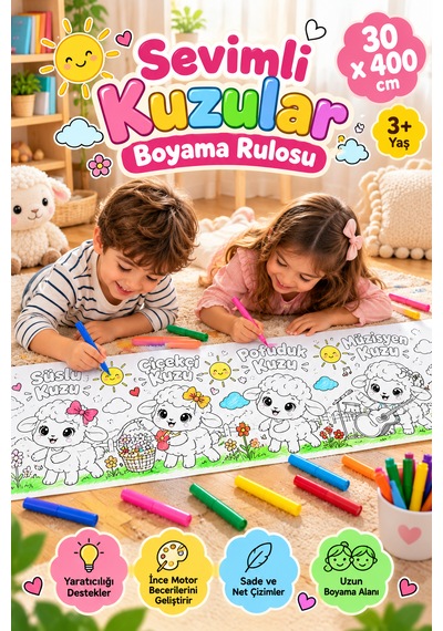 Haydi Dekor Sevimli Kuzular Boyama Rulosu 30x400 Cm 4 Metre Dev Boyama Kağıdı, 3+ Yaş Çocuklar Için Eğitici Ve Eğlenceli Aktivite Rulosu, Okul Öncesi Anaokulu Kreş Etkinliği, 1 Adet Haydi Dekor Sevimli Kuzular Boyama Rulosu 30x400 Cm 4 Metre Dev Boyama Kağıdı, 3+ Yaş Çocuklar Için Eğitici Ve Eğlenceli Aktivite Rulosu, Okul Öncesi Anaokulu Kreş Etkinliği, 1 Adet