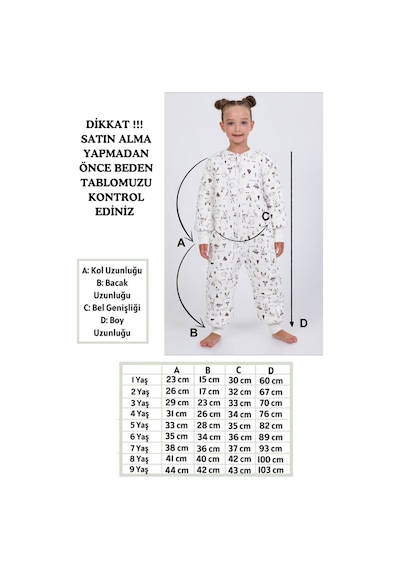 Cantoy Kız Erkek Çocuk Kalın Elyaf Dolgulu Premium Kalite 2.5 Tog Desenli Uyku Tulumu Koyu Ekru
