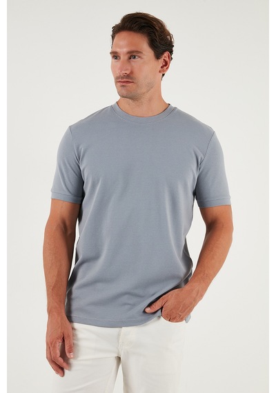 Buratti Streç Pamuklu Slim Fit Sıfır Yaka Erkek T Shirt 5902639 Açık Gri