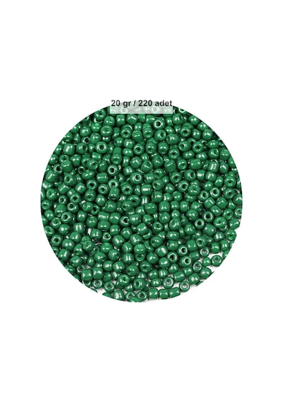 Koyu Yeşil Renk 4 Mm Yaklaşık 220 Adet/20 Gram Cam Boncuk Oya Yazma Bileklik Ve Kolye