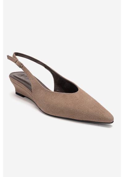 Luvishoes Rosella Vizon Süet Mini Dolgu Kadın Topuklu Ayakkabı