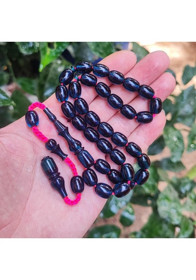 9x11 Mm Şeffaf Delim Lacivert Katalin Tesbih - Ergin Baran Necef