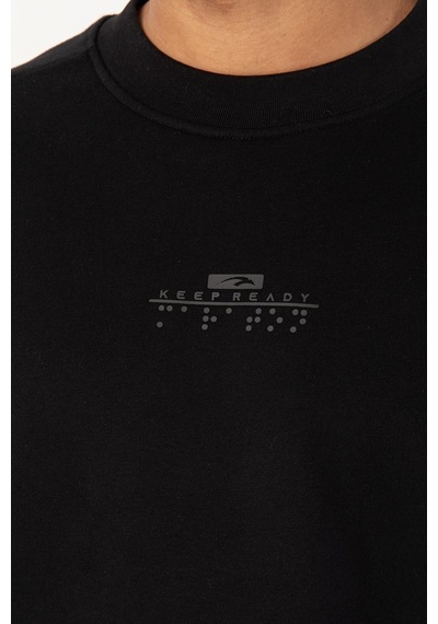Maraton Sportswear Oversize Erkek Bisiklet Yaka Uzun Kol Basic Siyah Sweatshirt 21822-siyah Siyah