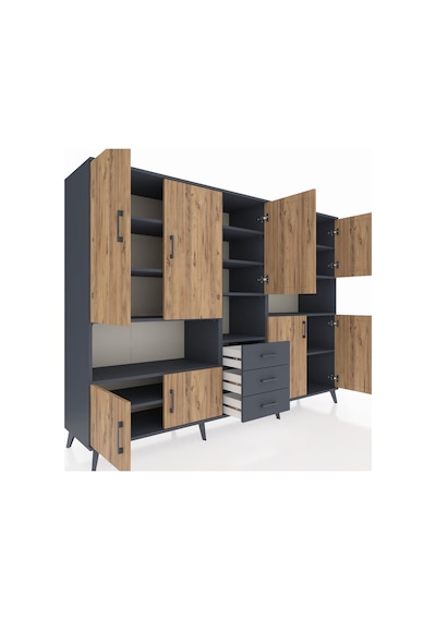 Hyperion Dolap 13 Raflı 3 Çekmeceli 9 Kapaklı 220x44x163 Antrasit Antrasit-çam/antrasit Hyperion Dolap 13 Raflı 3 Çekmeceli 9 Kapaklı 220x44x163 Antrasit Antrasit-çam/antrasit
