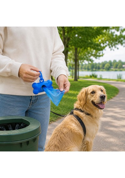 Köpek Kaka Poşeti 6 Rulo + Askılı Dispenser Kılıf, Köpek Dışkı Poşeti, Kaka Torbası, Dışkı Torbası, Poşetlik, Evcil Hayvan Yürüyüş Temizlik Aksesuarı, Karışık Renk
