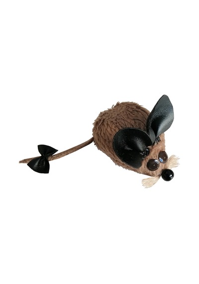Kedi Oyuncağı Bıyıklı Peluş Fare 4,5 X 6-15 Cm Taba