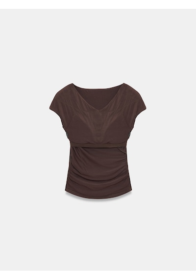 Dilvin 33157 Bra-free Büzgülü Top Koyu Kahve