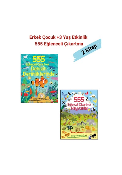 555 Eğlenceli Çıkartma Dizisi Denizin Derinliklerinde Ve Hayvanlar - 2 Kitap, +3 Yaş Etkinlik