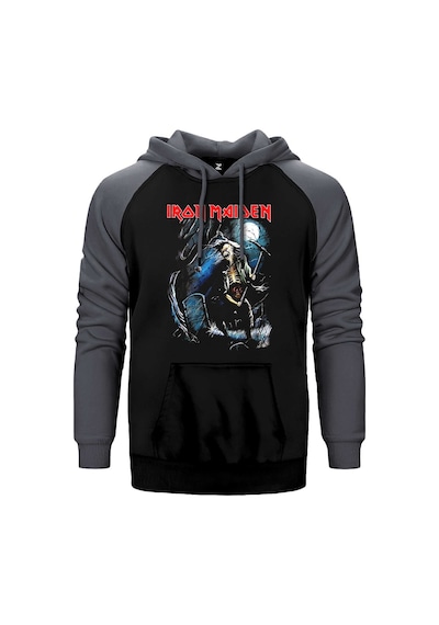 Iron Maiden Benjamin Gri Renk Reglan Kol Kapşonlu Sweatshirt Gri