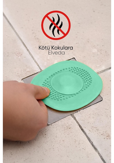 Koyu Mavi Gider Koku Önleyici Kademeli Silikon Lavabo Tıkacı Banyo Mutfak 10x10.5 Cm Yeşil