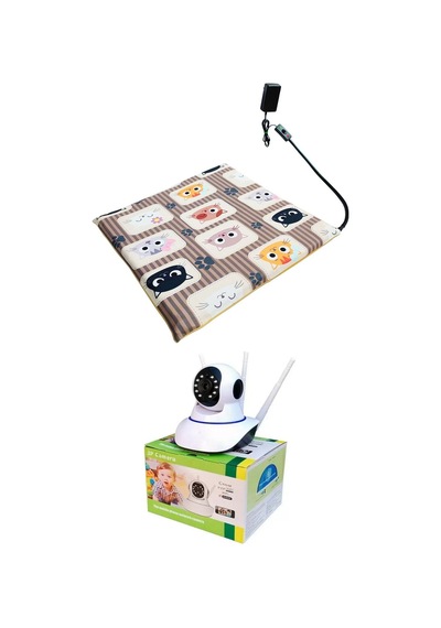Evcil Hayvan İzleme Güvenlik Kamerası Ve Isıtıcılı Kedi Köpek Minderi Set 45cmx45cmx5cm