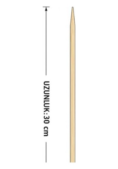 100 Adet Ahşap Şiş 30 Cm İnce Bambu Çöp Şiş / Mangal, Izgara Ve Sunum Şişi Diğer