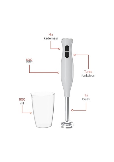 Ambiano Stabmixer 800W Çift Bıçaklı Mixer Rondo Set Turbo Seri El Blenderı