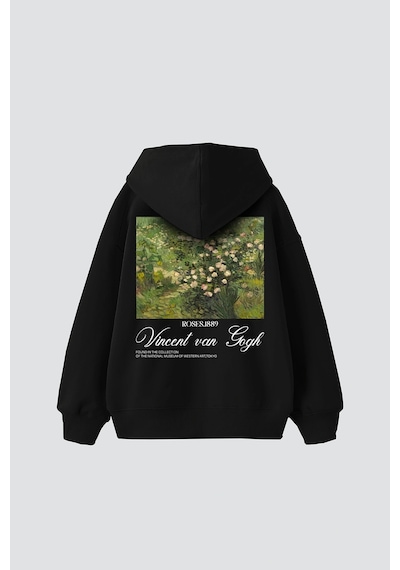 Startmore V. Van Gogh Roses Baskılı Oversize Unisex Siyah Siyah