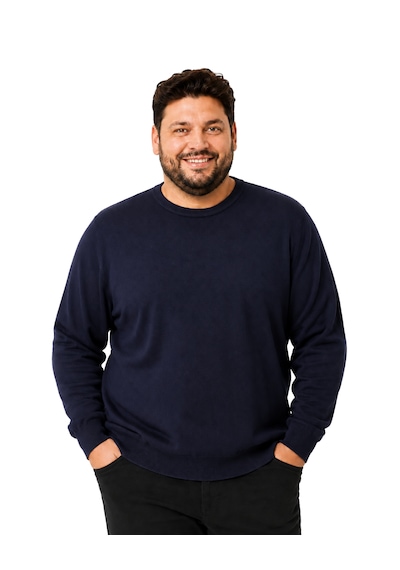 Battalmoda Erkek Büyük Beden Lacivert Bisiklet Yaka Pamuklu Kazak 3xl-4xl-5xl-6xl