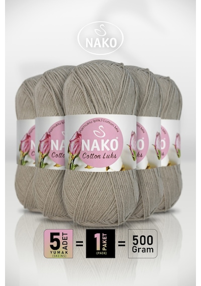 Cotton Lüks - 97546 Taş - 5'li Paket - 100gr/330m - Pamuklu Hırka Yelek Amigurumi İpi
