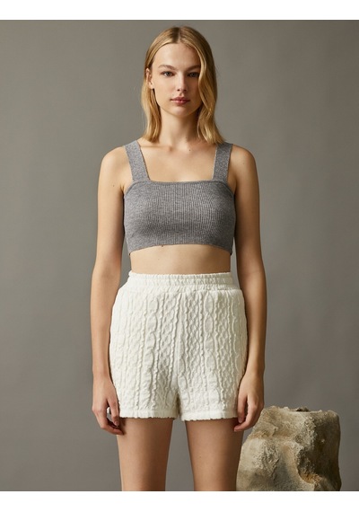 Koton Askılı Triko Crop Top Gri 2wak30013ht Gri