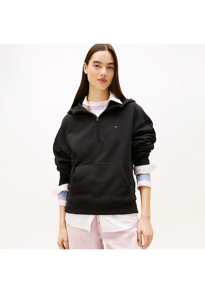 Tommy Hilfiger Bxy S-flag 1/4 Zip Kadın Siyah Sweatshirt Dw0dw21924 Siyah