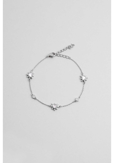 So Chic Aşk Yıldızı 18 Ayar Beyaz Altın Kaplama 19 Cm Gümüş Minimal Bileklik Rodyum