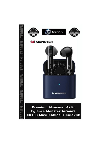 Premium Aksesuar Aktif Eğlence Monster Airmars Xkt03 Mavi Kablosuz Kulaklık