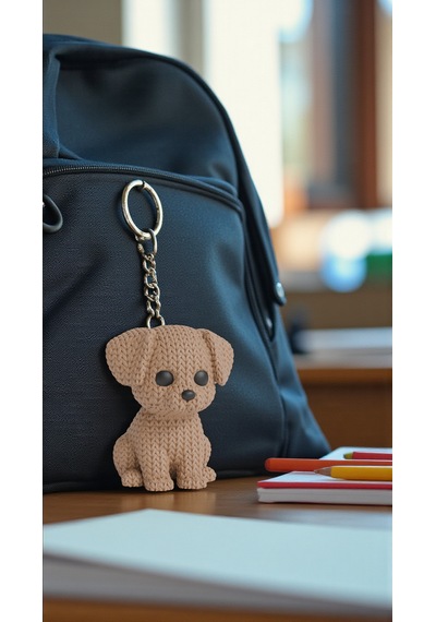 Örgü Model Sevimli Köpek Anahtarlık 3d Baskı Özel Tasarım Figür Çanta & Anahtar Aksesuarı Kahverengi