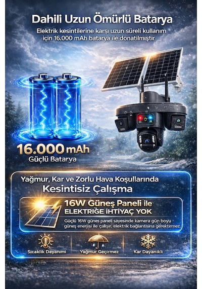 Ok335 12mp 4 Kameralı 4g Solar Güvenlik Kamerası Aov Gece Görüş 128gb Hafıza Kartı + 1 Yıl İnternet