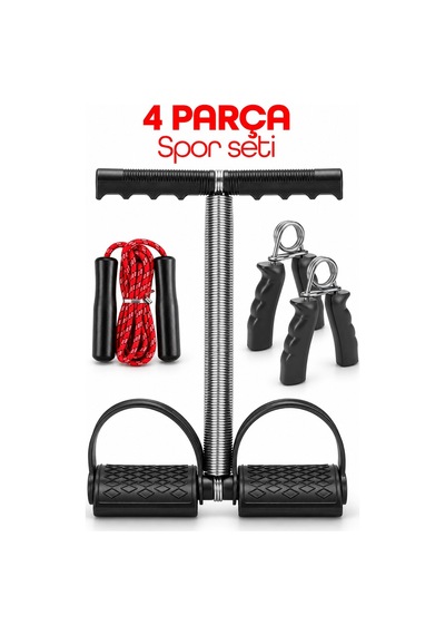 4 Parça Set Full Body Kondisyon Vücut Geliştirme El Göğüs Karın Kası Yayı Seti Atlama İpi 302